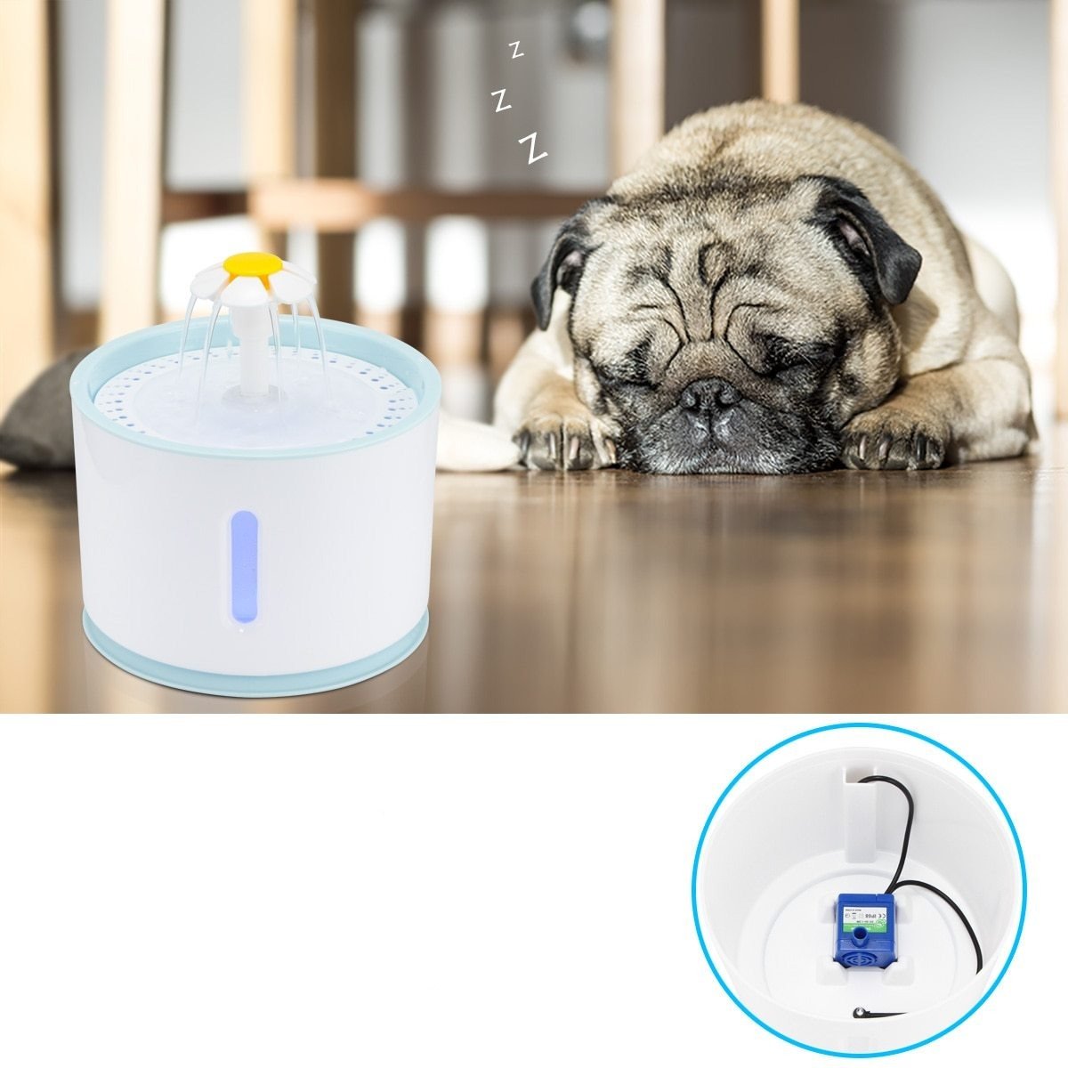 Automatic Cat Water Fountain LED Electric Mute Water Feeder