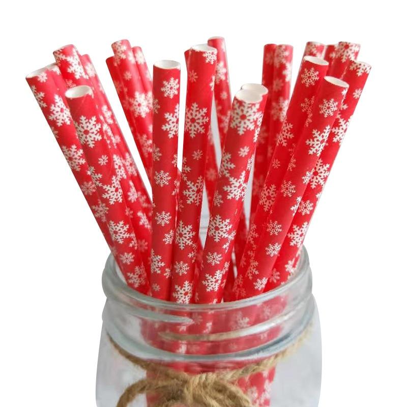 25pcs Christmas Paper Straws Drinking Straw