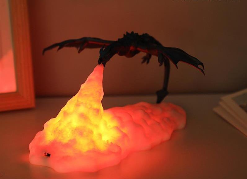 3D Printed LED Fire Dragon Lamps