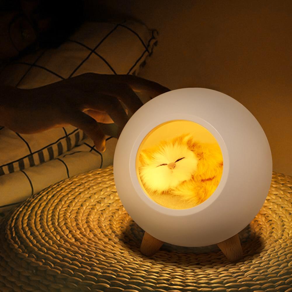 Cute Cat House Touch Dimming Night Light For Kids Baby Bedroom