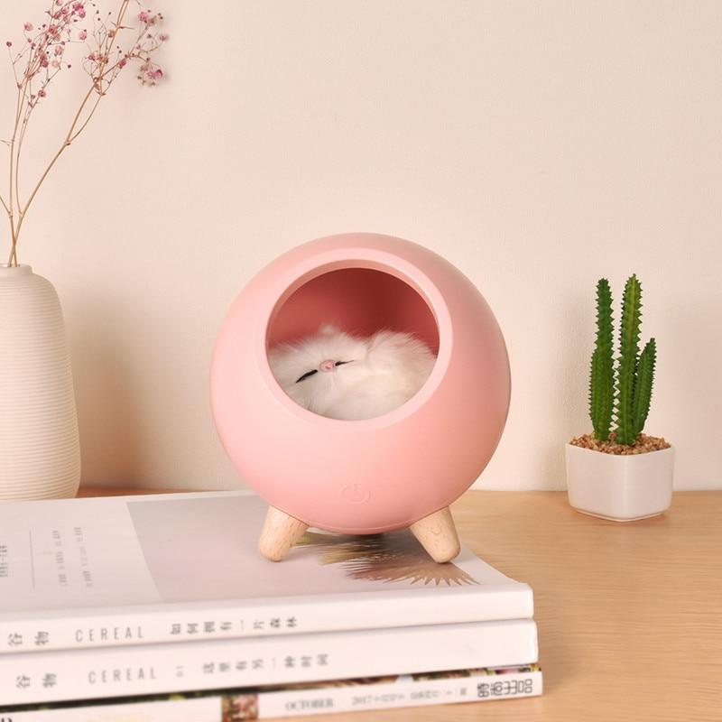 Cute Cat House Touch Dimming Night Light For Kids Baby Bedroom