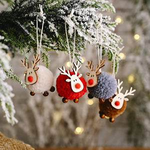 Cute Felt Wooden Elk Christmas Tree Decorations Hanging Pendant Deer Craft Ornament Christmas Decorations