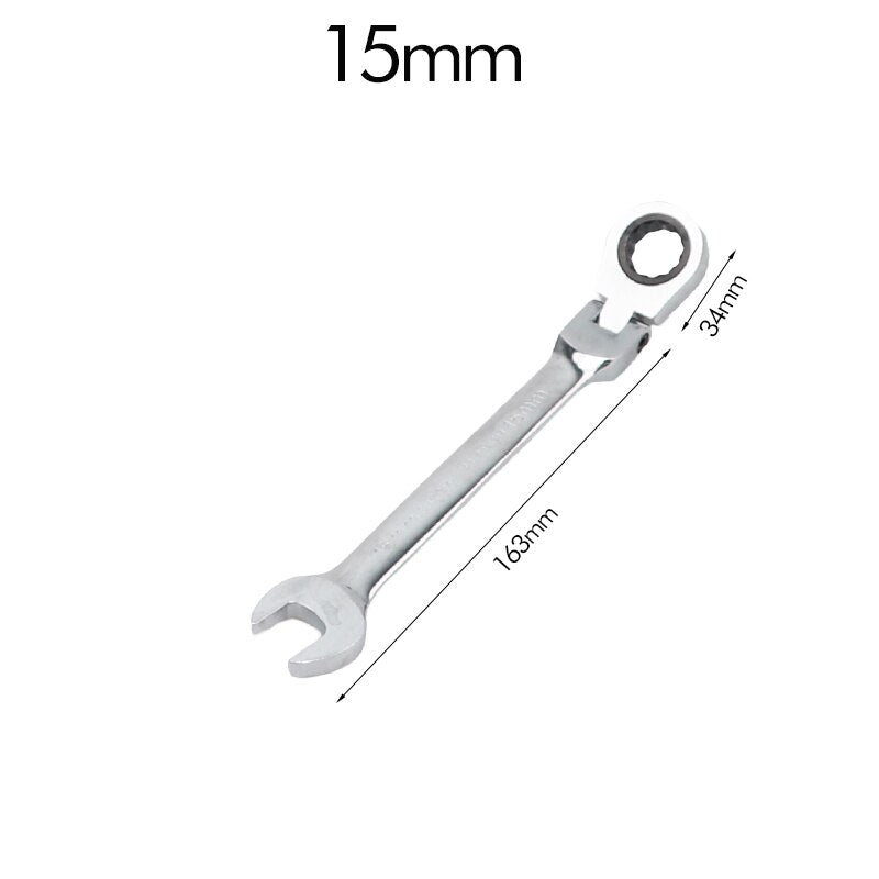 6-23mm Flexible Ratchet Spanner Nut Tool Metric Ratchet Head Cr-v Alloy Steel Open End Ring 180° Torx Repair Wrenches