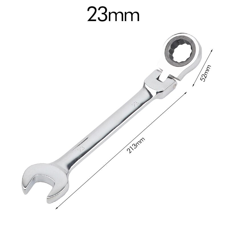 6-23mm Flexible Ratchet Spanner Nut Tool Metric Ratchet Head Cr-v Alloy Steel Open End Ring 180° Torx Repair Wrenches