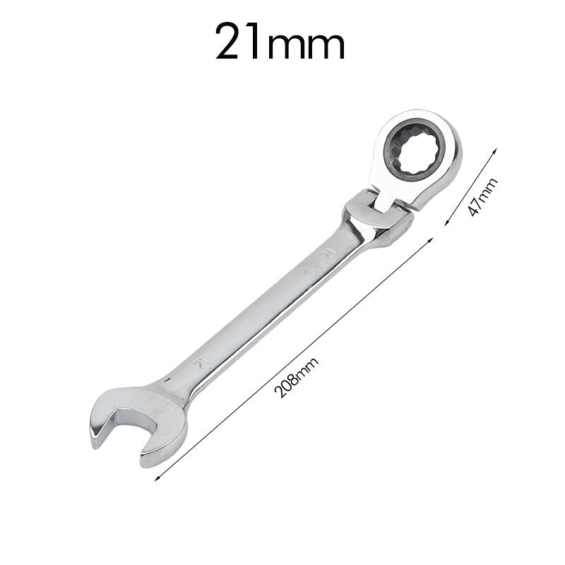 6-23mm Flexible Ratchet Spanner Nut Tool Metric Ratchet Head Cr-v Alloy Steel Open End Ring 180° Torx Repair Wrenches