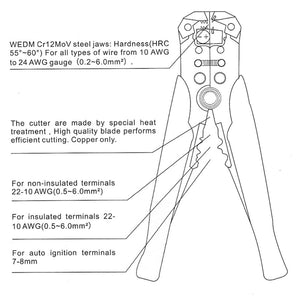 Pliers Wire Cutter Crimping Wire Automatic Stripper Multi-functional Peeling Tools Terminal Pliers 0.2-6.0mm Hand Tools