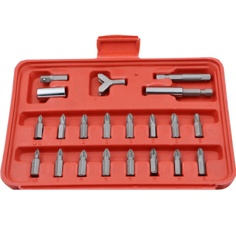 Sturdy Quality Chrome Vanadium Steel Screwdriver bit Head Set Professional 1/4'' Hex Bit Set with Case 1pcs Box