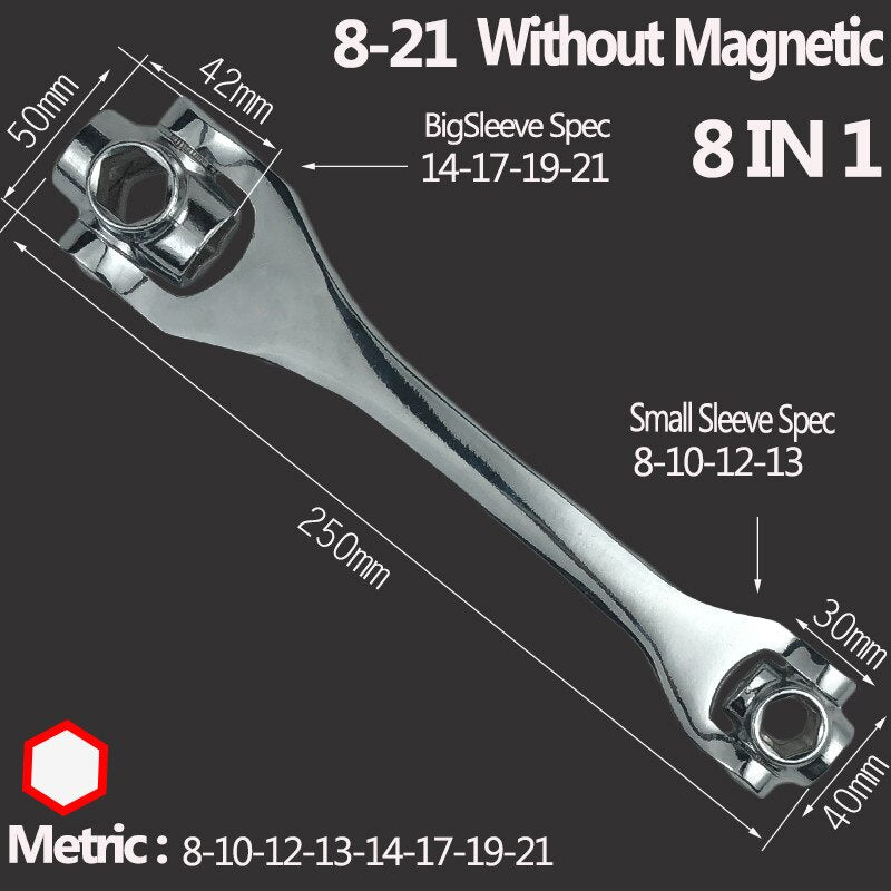 Tiger Wrench Socket Works with Spline Bolts Torx 360 Degree 6-Point 48/8 IN 1 Universial Furniture Car Repair Spanner Hand Tools