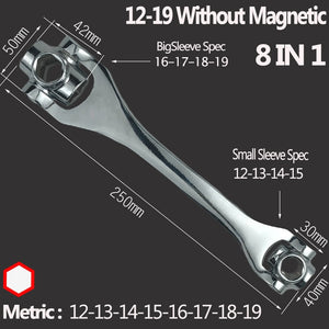 Tiger Wrench Socket Works with Spline Bolts Torx 360 Degree 6-Point 48/8 IN 1 Universial Furniture Car Repair Spanner Hand Tools