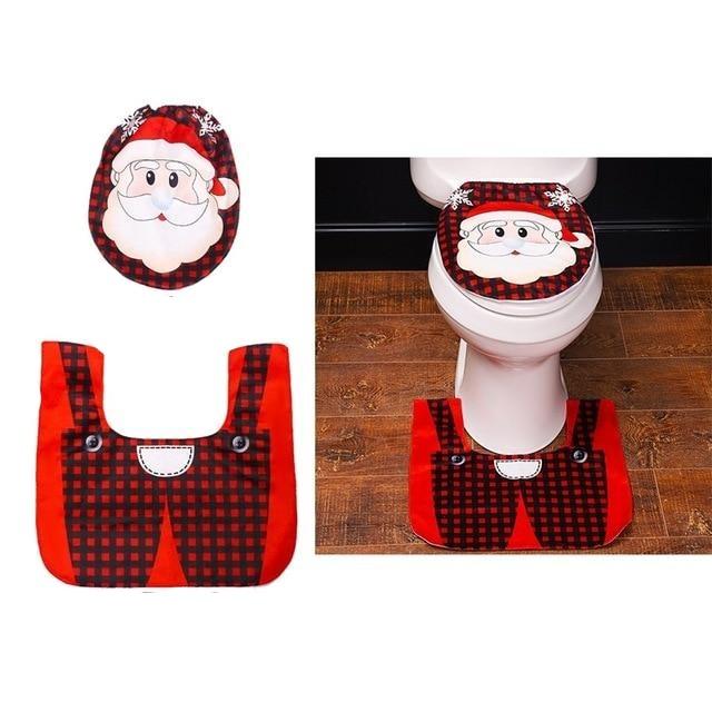 Santa Claus Rug Seat Bathroom Set Merry Christmas Decorations For Home