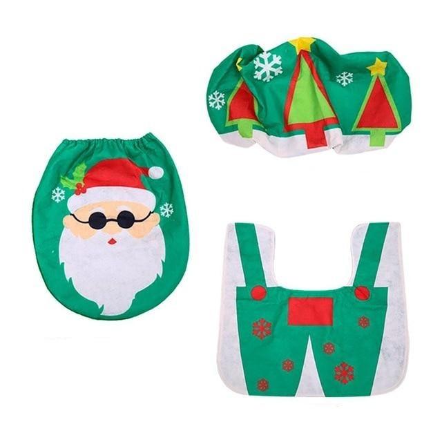 Santa Claus Rug Seat Bathroom Set Merry Christmas Decorations For Home