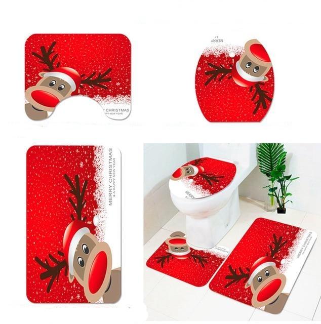 Santa Claus Rug Seat Bathroom Set Merry Christmas Decorations For Home