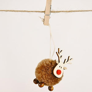 Cute Felt Wooden Elk Christmas Tree Decorations Hanging Pendant Deer Craft Ornament Christmas Decorations