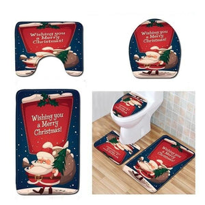 Santa Claus Rug Seat Bathroom Set Merry Christmas Decorations For Home