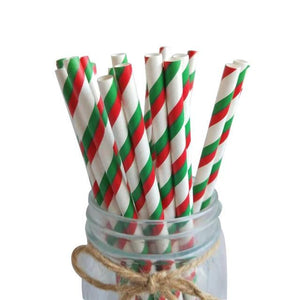 25pcs Christmas Paper Straws Drinking Straw