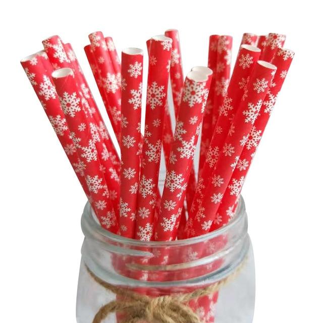 25pcs Christmas Paper Straws Drinking Straw